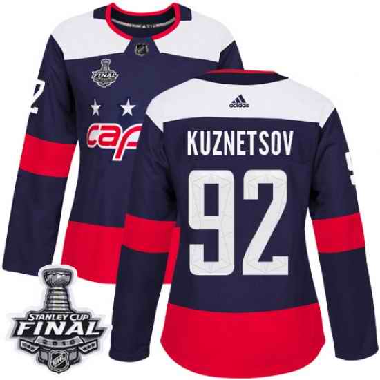 Adidas Capitals #92 Evgeny Kuznetsov Navy Authentic 2018 Stadium Series Stanley Cup Final Women's Stitched NHL Jersey